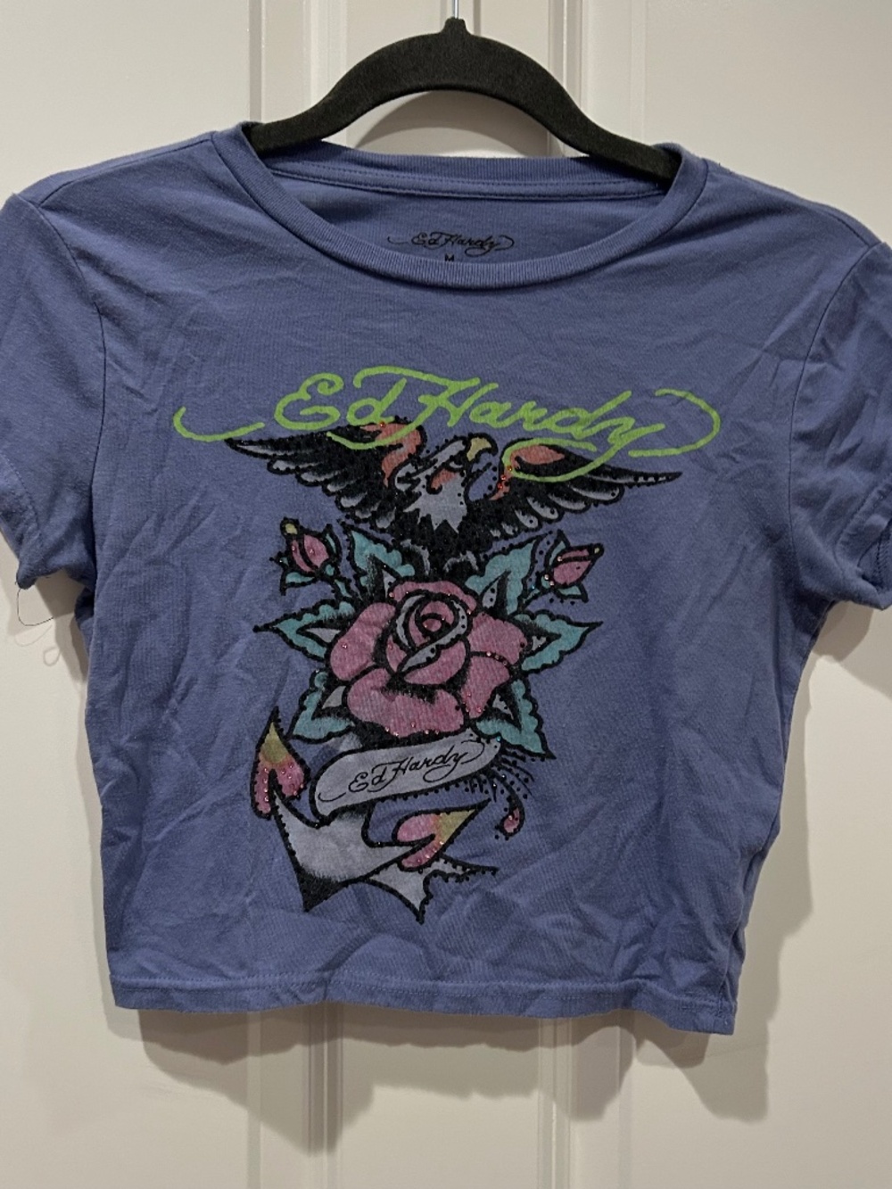 Ed Hardy Graphic Jeweled Crop Top